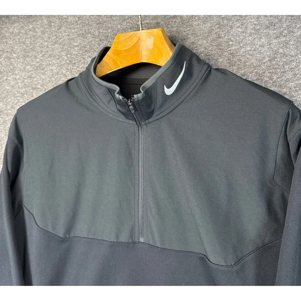 Nike Golf Dri-FIT 1/4 Zip Pullover Black Long Sleeve 802089-010 Mens‎ Size L EUC